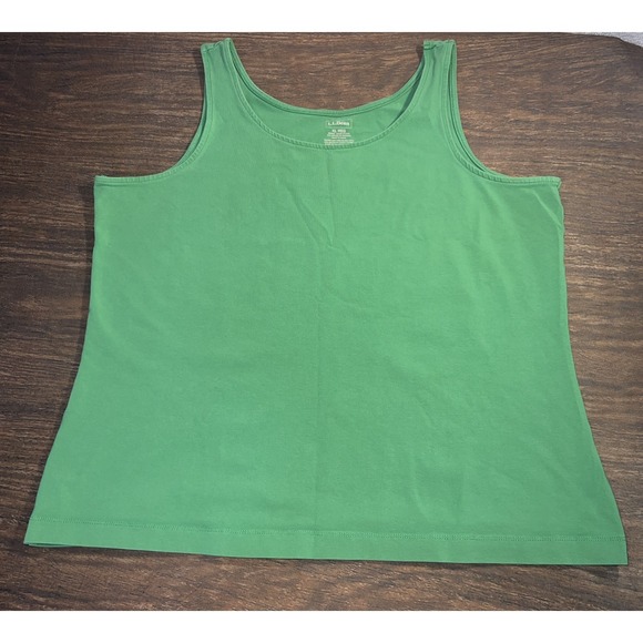 L.L. Bean Tops - LL Bean Women's Cotton Stretch Sleeveless Tank Top Green Size XL